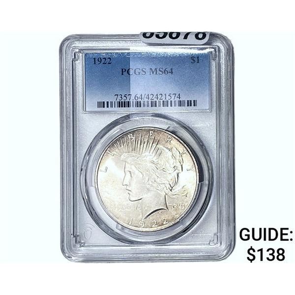 1922 Silver Peace Dollar PCGS MS64