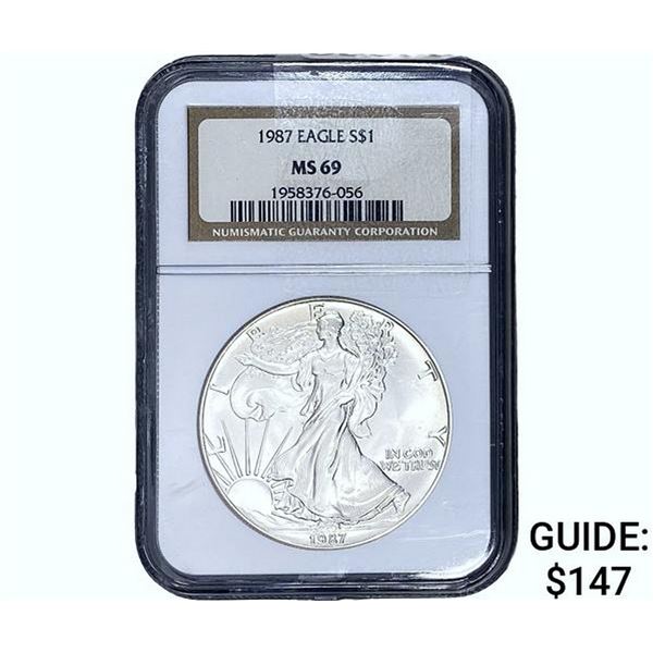1987 Silver Eagle NGC MS69