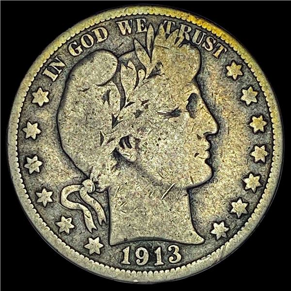 1913 Silver Half Dollar Barber LIGHTLY CIRCULATED