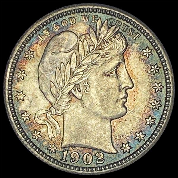 1902 Barber Silver Quarter CHOICE AU