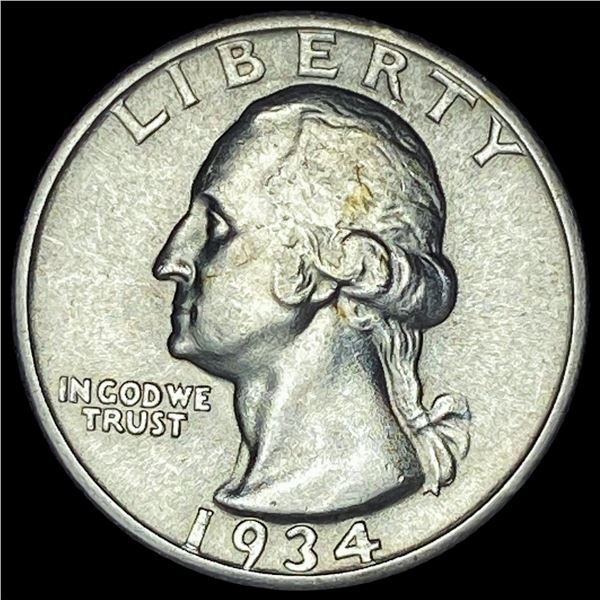 1934 Heavy Motto Silver Washington Quarter UNC