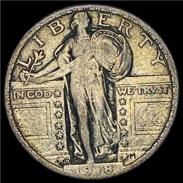 1918-D Silver Standing Liberty Quarter LIGHTLY CIRCULATED