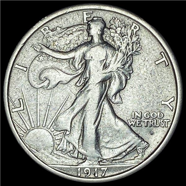1917-D Silver Walking Liberty Half Dollar NEARLY UNCIRCULATED