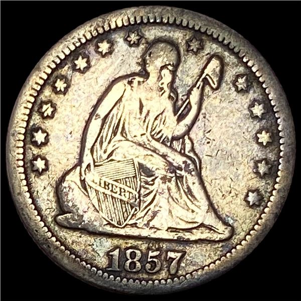 1857-O Silver Seated Liberty Quarter LIGHTLY CIRCULATED