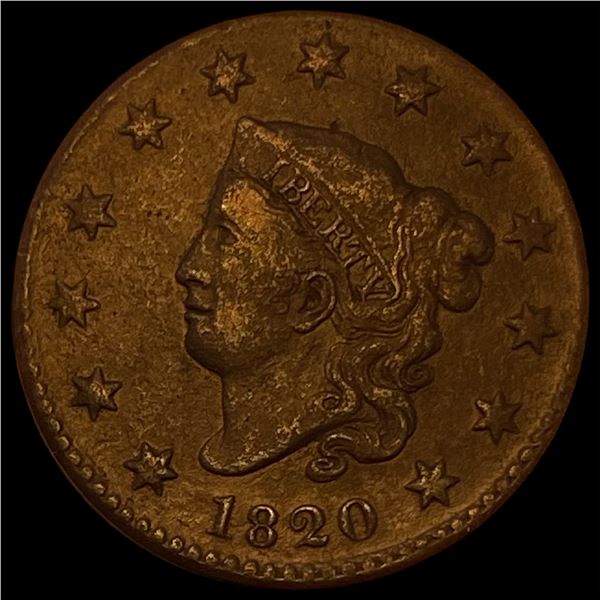 1820 Sm. Date Coronet Head Large Cent LIGHTLY CIRCULATED
