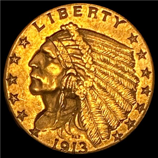 1913 Indian Head Gold $2.50 Quarter Eagle CHOICE BU