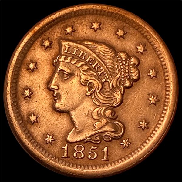 1851 Braided Hair Large Cent CLOSELY UNCIRCULATED