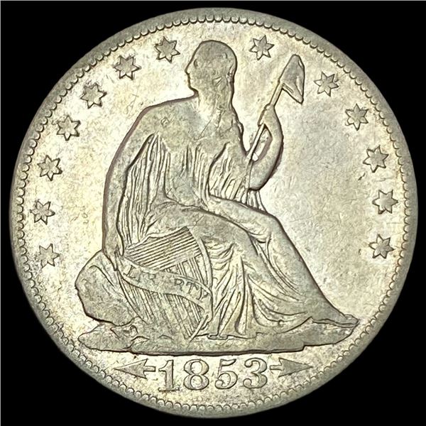 1853-O Arrows/Rays Seated Liberty Half Dollar LIGHTLY CIRCULATED
