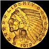 1912-S Indian Head Half Eagle $5 Gold NEARLY UNCIRCULATED
