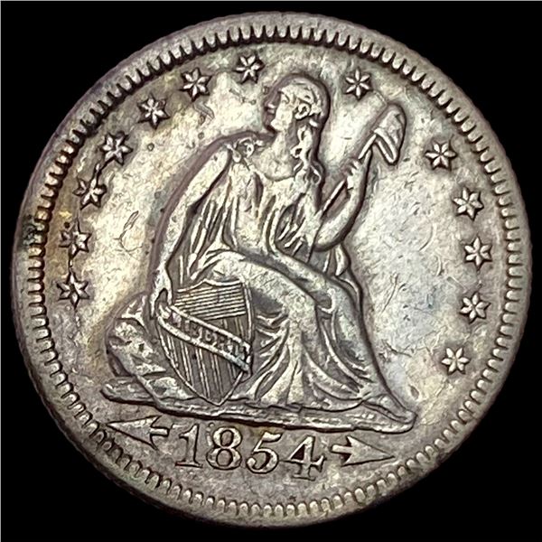 1854-O Silver Seated Liberty Quarter NEARLY UNCIRCULATED