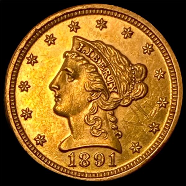 1891 Liberty Head Gold Quarter Eagle $2.50 SUPERB GEM BU