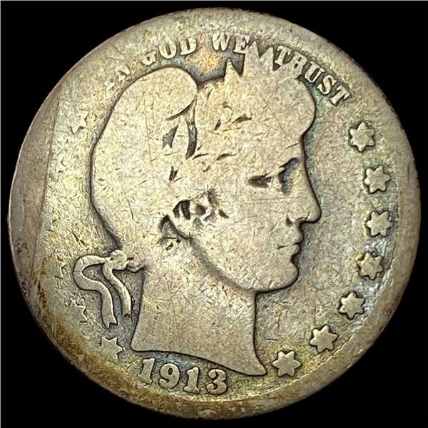 1913-S Silver Barber Quarter NICELY CIRCULATED