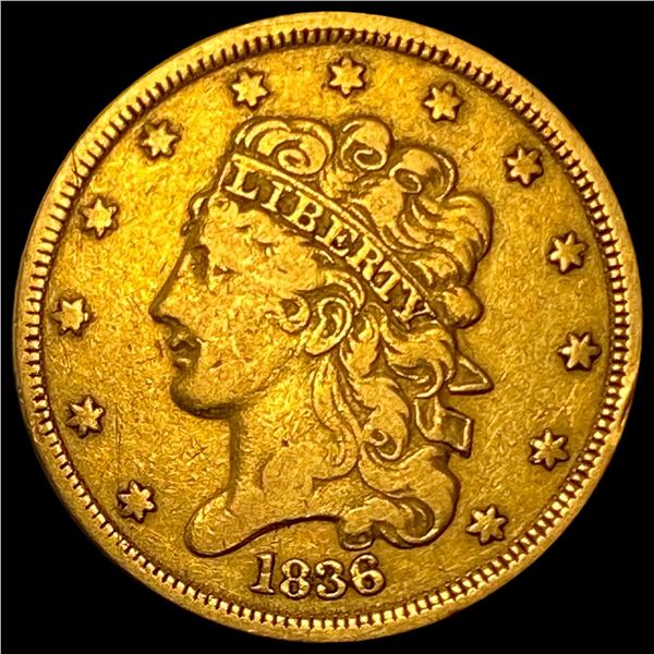 1836 Gold $5 Half Eagle CHOICE AU