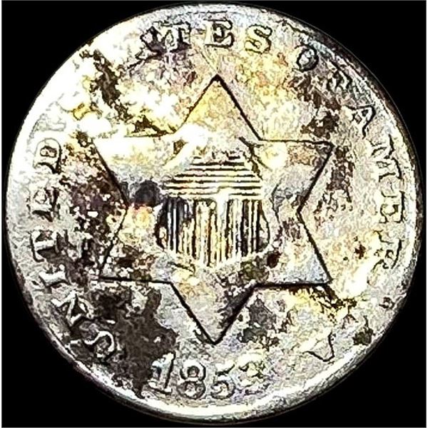 1853 Silver Three-Cent Piece NICELY CIRCULATED
