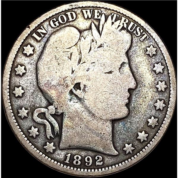 1892 Silver Barber Half Dollar LIGHTLY CIRCULATED