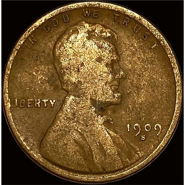 1909-S Lincoln Wheat Cent LIGHTLY CIRCULATED