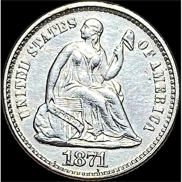 1871 Seated Liberty Silver Half Dime ABOUT UNCIRCULATED