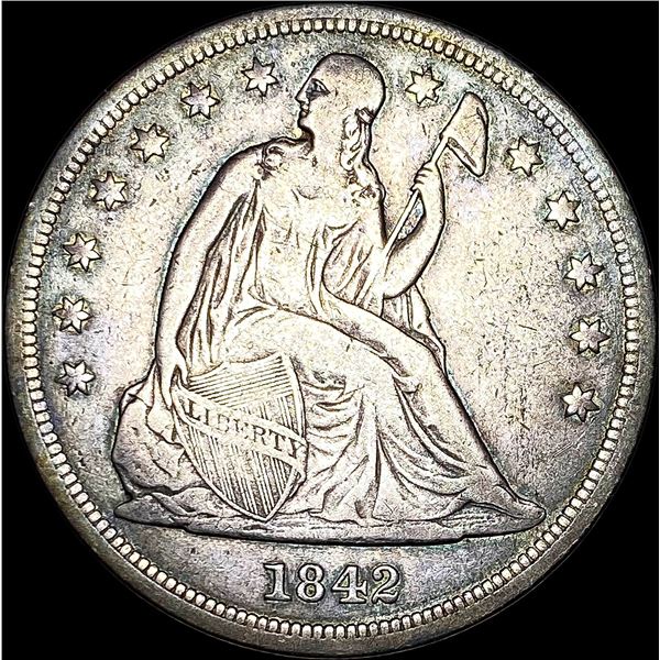 1842 Silver Seated Liberty Dollar LIGHTLY CIRCULATED