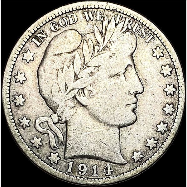 1914-S Silver Barber Half Dollar LIGHTLY CIRCULATED