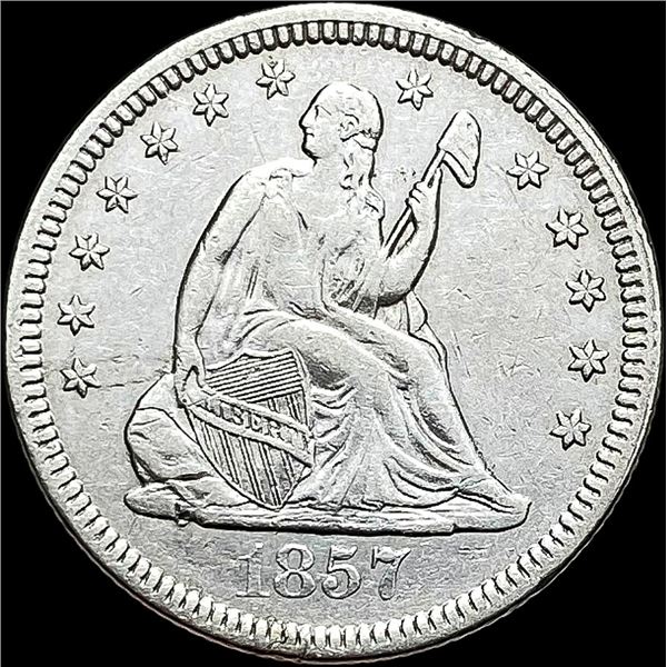 1857 Seated Liberty Silver Quarter NEARLY UNCIRCULATED