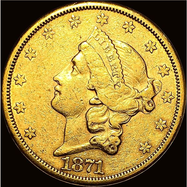 1871-S Liberty Head $20 Double Eagle LIGHTLY CIRCULATED