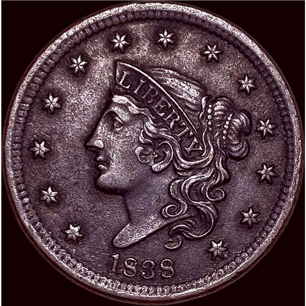 1838 Coronet Head Large Cent CLOSELY UNCIRCULATED