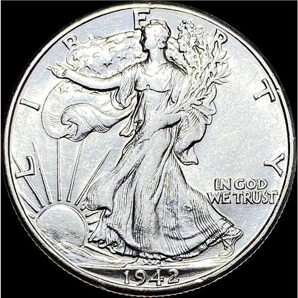 1942-D Silver Walking Liberty Half Dollar CLOSELY UNCIRCULATED