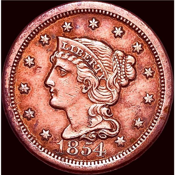 1854 Braided Hair Large Cent CLOSELY UNCIRCULATED