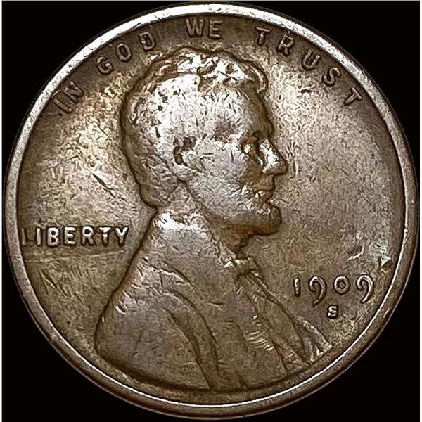 1909-S Lincoln Wheat Cent LIGHTLY CIRCULATED