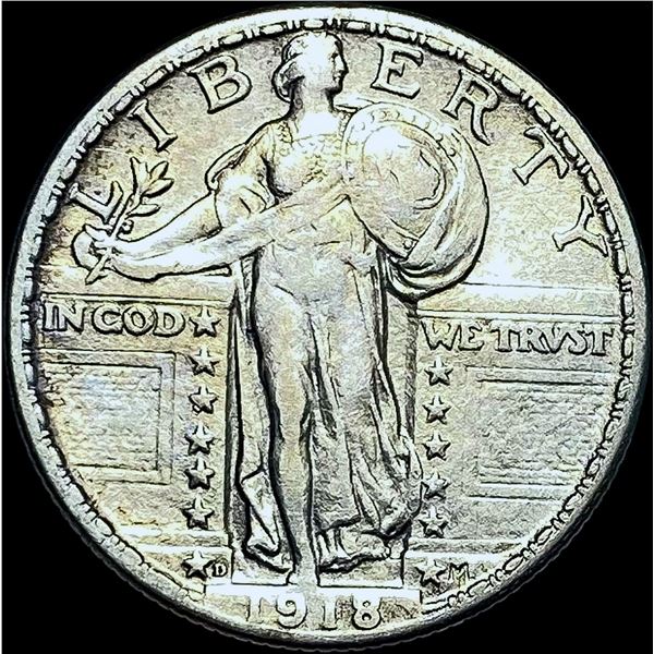 1918-D Silver Standing Liberty Quarter CHOICE AU