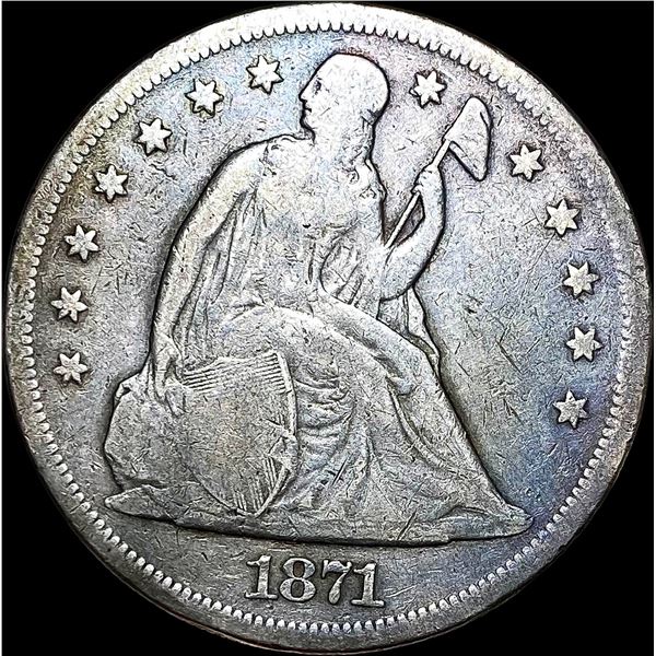 1871 Silver Seated Liberty Dollar NICELY CIRCULATED