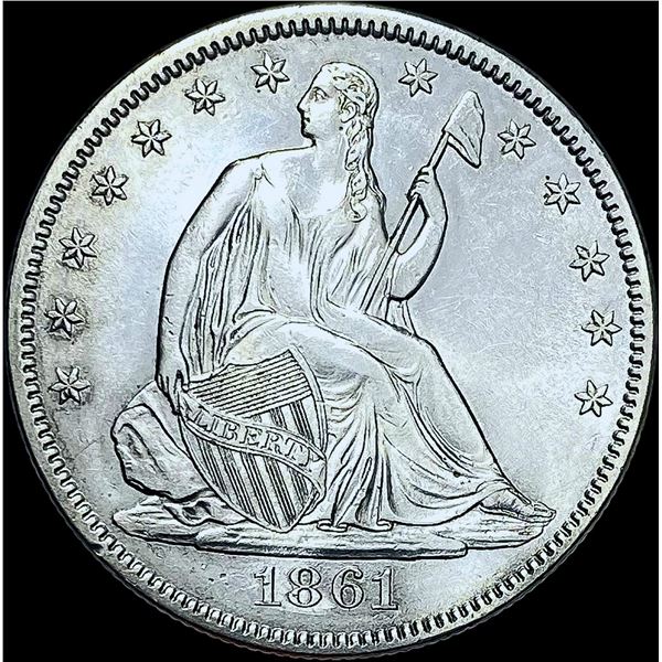 1861 Silver Seated Liberty Half Dollar GEM BU