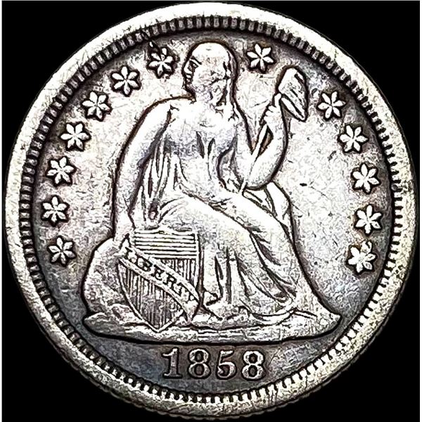 1858-O Silver Seated Liberty Dime NEARLY UNCIRCULATED