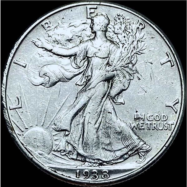 1938-D Silver Walking Liberty Half Dollar CHOICE AU