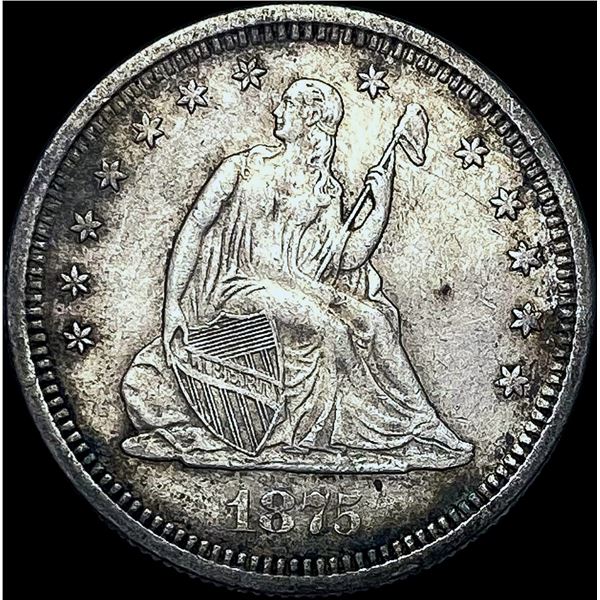 1875-S Silver Seated Liberty Quarter CHOICE AU