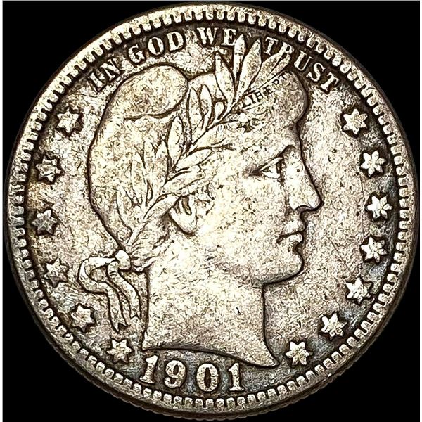 1901-O Silver Barber Quarter LIGHTLY CIRCULATED