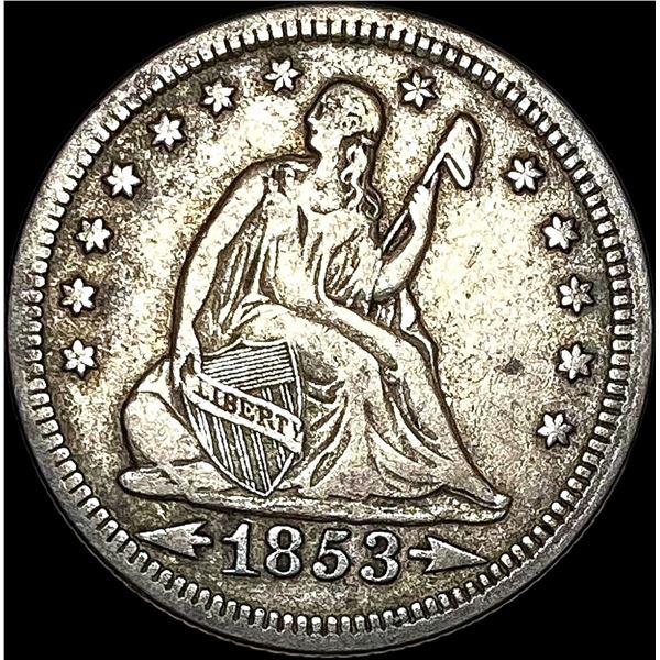 1853 Arrows/Rays Seated Liberty Silver Quarter NEARLY UNCIRCULATED