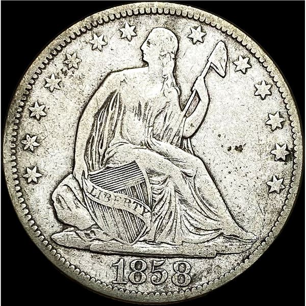 1858 Seated Liberty Half Dollar LIGHTLY CIRCULATED