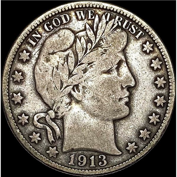 1913-S Silver Barber Half Dollar LIGHTLY CIRCULATED