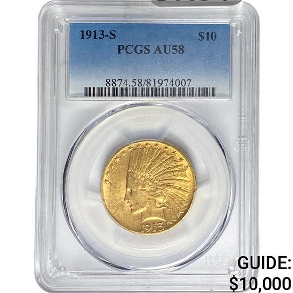 1913-S $10 Gold Eagle PCGS AU58