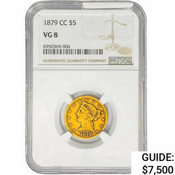 1879-CC $5 Gold Half Eagle NGC VG8