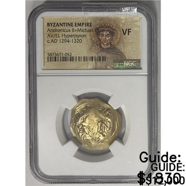 Byzantine Andr. II/Mich. IX Gold Hyperpryron NGC
