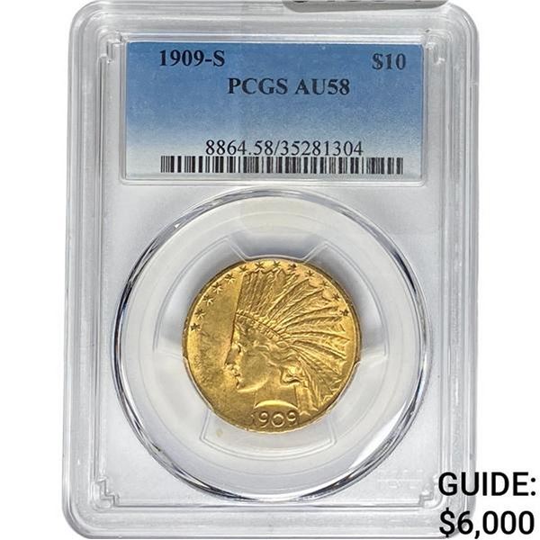 1909-S $10 Gold Eagle PCGS AU58