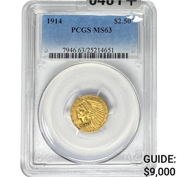 1914 $2.50 Gold Quarter Eagle PCGS MS63
