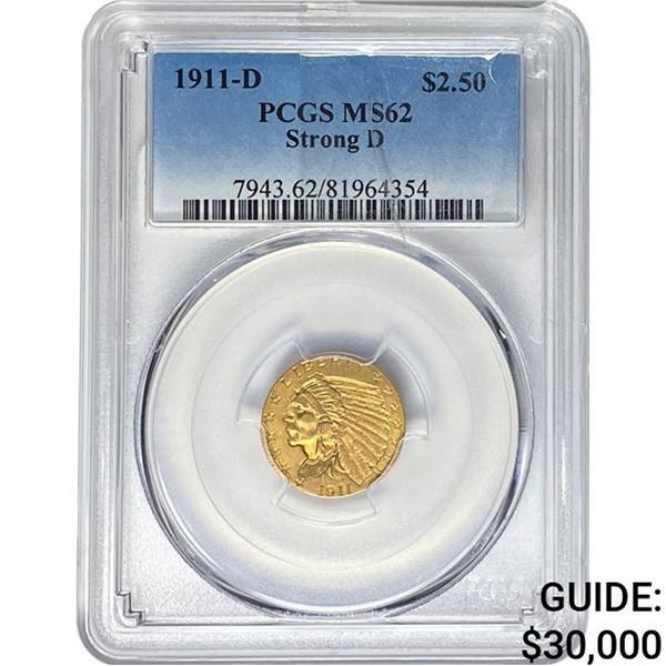 1911-D $2.50 Gold Quarter Eagle PCGS MS62