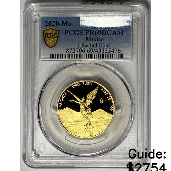 2020-MO 1/2 Onza Gold Mexico Coin PCGS PR69 DCAM