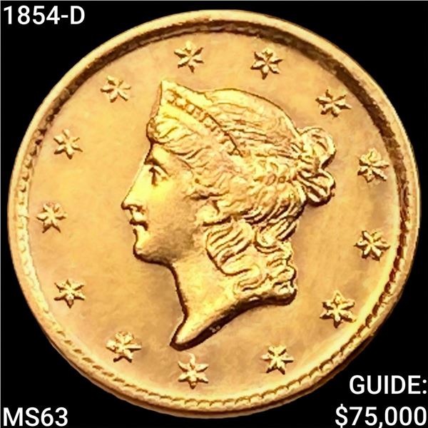 1854-D Rare Gold Dollar CHOICE BU