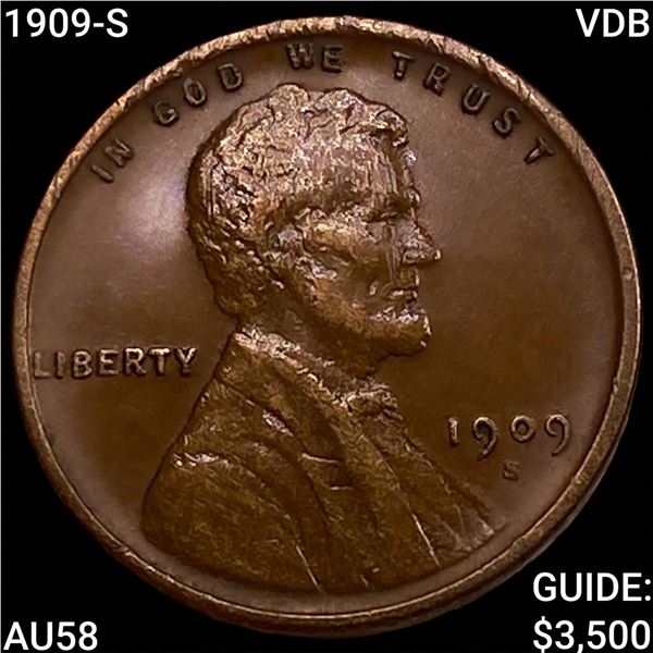 1909-S VDB Wheat Cent CHOICE AU