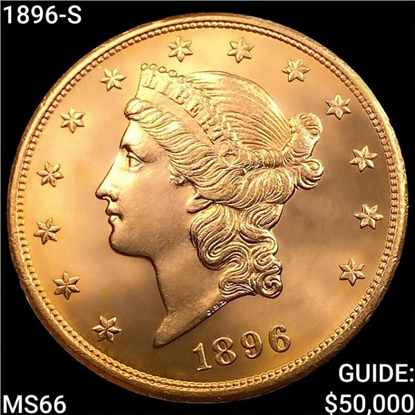 1896-S $20 Gold Double Eagle GEM BU