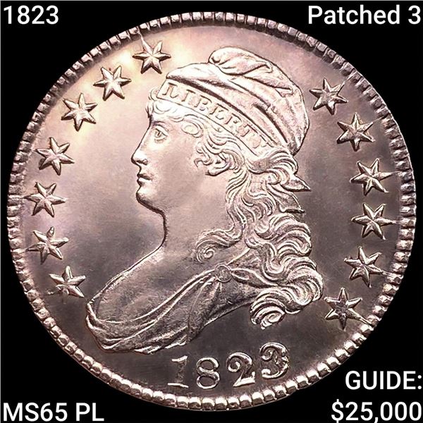 1823 Patched 3 Capped Bust Half Dollar GEM BU PL
